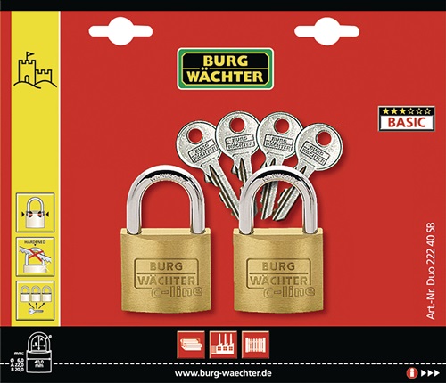 Vorhangschloss-Set Duo 222 40 Bügel-S.6m