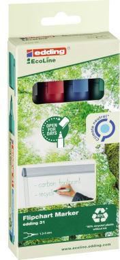 EDDING Flipchartmarker edding 31 EcoLine 1,5-3mm farbig sortiert 4 St./Pack.