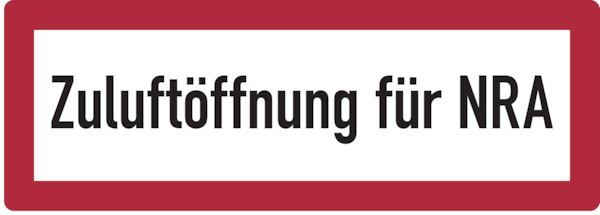 105/297 mm Feuerwehrschild, Zuluftöffnung für NRA (Natürliche Rauchabzugsanlage) - DIN 4066