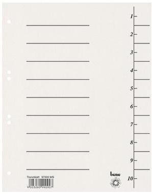 BENE Trennblatt Bene DIN A4 Karton weiß 100 St./Pack. Bene DIN A4 Karton weiß 100 St./Pack.