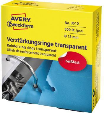 AVERY ZWECKFORM Lochverstärkungsringe Avery Zweckform 13mm transparent 500 St./Pack.