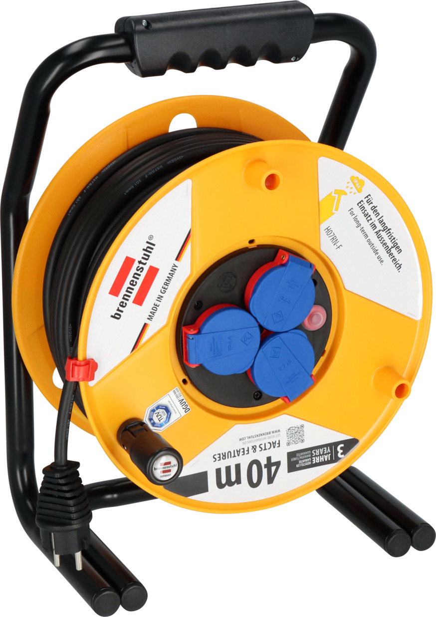 Professional Brobusta IP44 Gewerbe-/Baustellen-Kabeltrommel 40m aus Spezialkunststoff