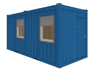 Bürocontainer 5m, Fenster variabel wählbar, Farbe blau