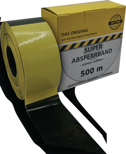 Absperrband L.500m B.80mm gelb/schwarz g