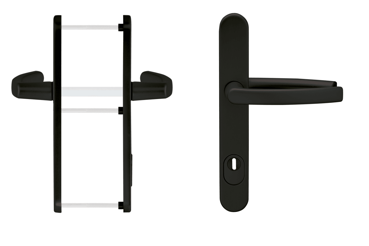 blaugelb Drückergarnitur DGT35 PZ92 Schildbreite 35mm