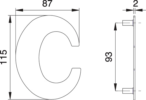 Hausnummer Buchstabe c VA ma 115mm B.87m