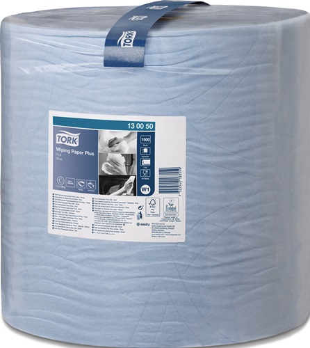Putztuch TORK 130050 L.ca.510 mxB.ca.369mm blau 2-lagig, Hybrid Rolle TORK