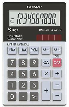 SHARP Taschenrechner Sharp EL-W211G 1 x 10-stellig schwarz/weiß Solar-Energie Batterie