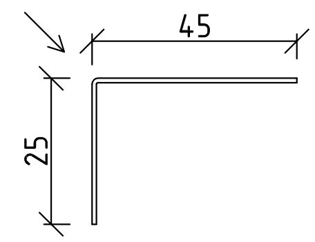 45/25 mm Anschlußwinkel | Länge: 223 cm
