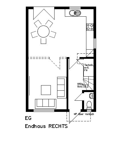 Reihenhaus "Rechts" Typ x1 als Endhaus | 2-Stock