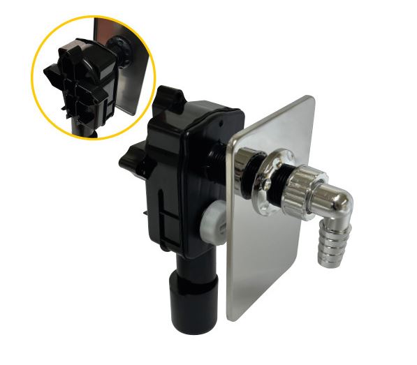 comfort-PE-Unterputzgerätesiphon DN40/50 mit Reinigungsöffnung m. Edelstahlplatte