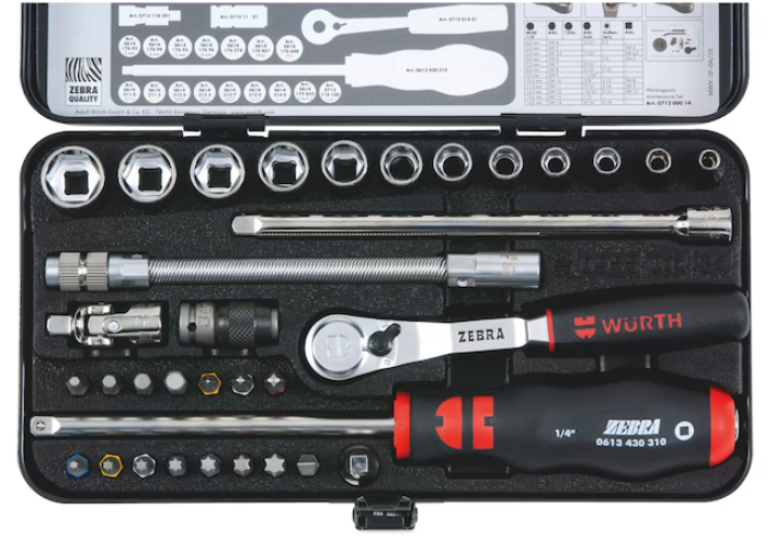 Steckschlüssel 1/4 Zoll 34-teiliges Sortiment