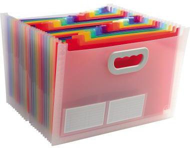 EXACOMPTA Fächermappe Exacompta Crystal DIN A4 inkl. 2 DIN A4-Bögen Etiketten Polypropylen kristall 24 Fächer