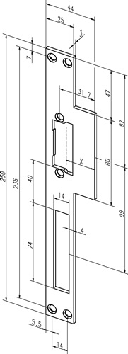 Lappenschließblech 14C ktg.B.44xL.250mm