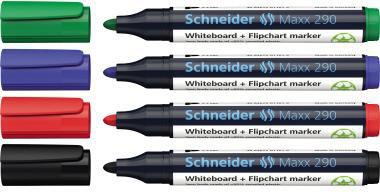 SCHNEIDER Whiteboard-/Flipchartmarker Schneider Maxx 290 2-3mm farbig sortiert Rundspitze 4 St./Pack.