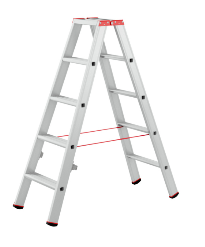 Alu-Stufenstehleiter gebördelt I 2x5 Stufen