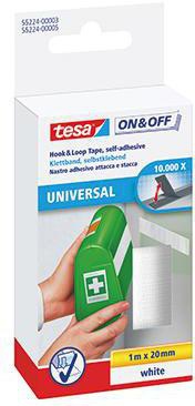 TESA Klettband tesa® On & Off® 20 mm x 1 m (B x L) selbstklebend weiß