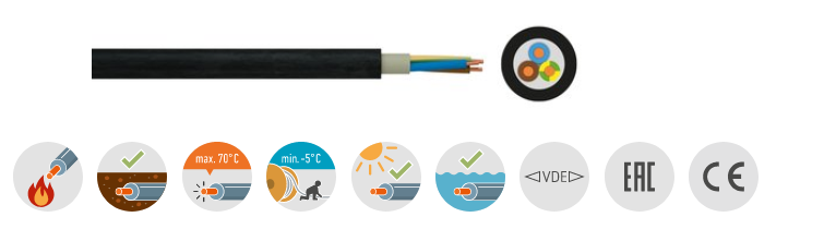 3x 2,5 NYY Mantel-Erdleitung/ im Zuschnitt