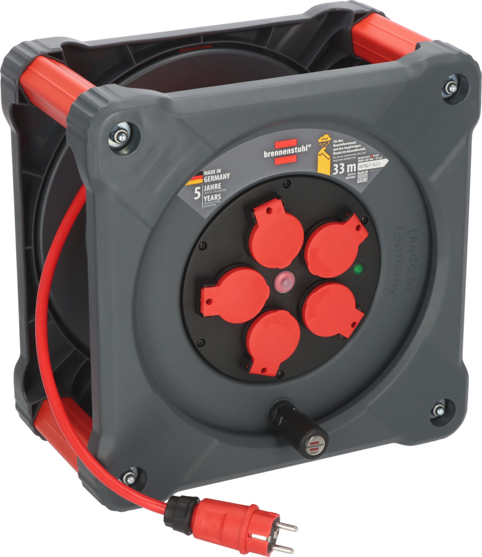 Professional Kabeltrommel KA 3110 5 mit Rundum-Überrollschutz und 33m Kabel