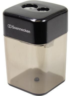 SOENNECKEN Doppelspitzdose Soennecken 8 und 11mm rechteckig Material des Spitzers: Metall Material des Behälters: Kunststoff schwarz/grau