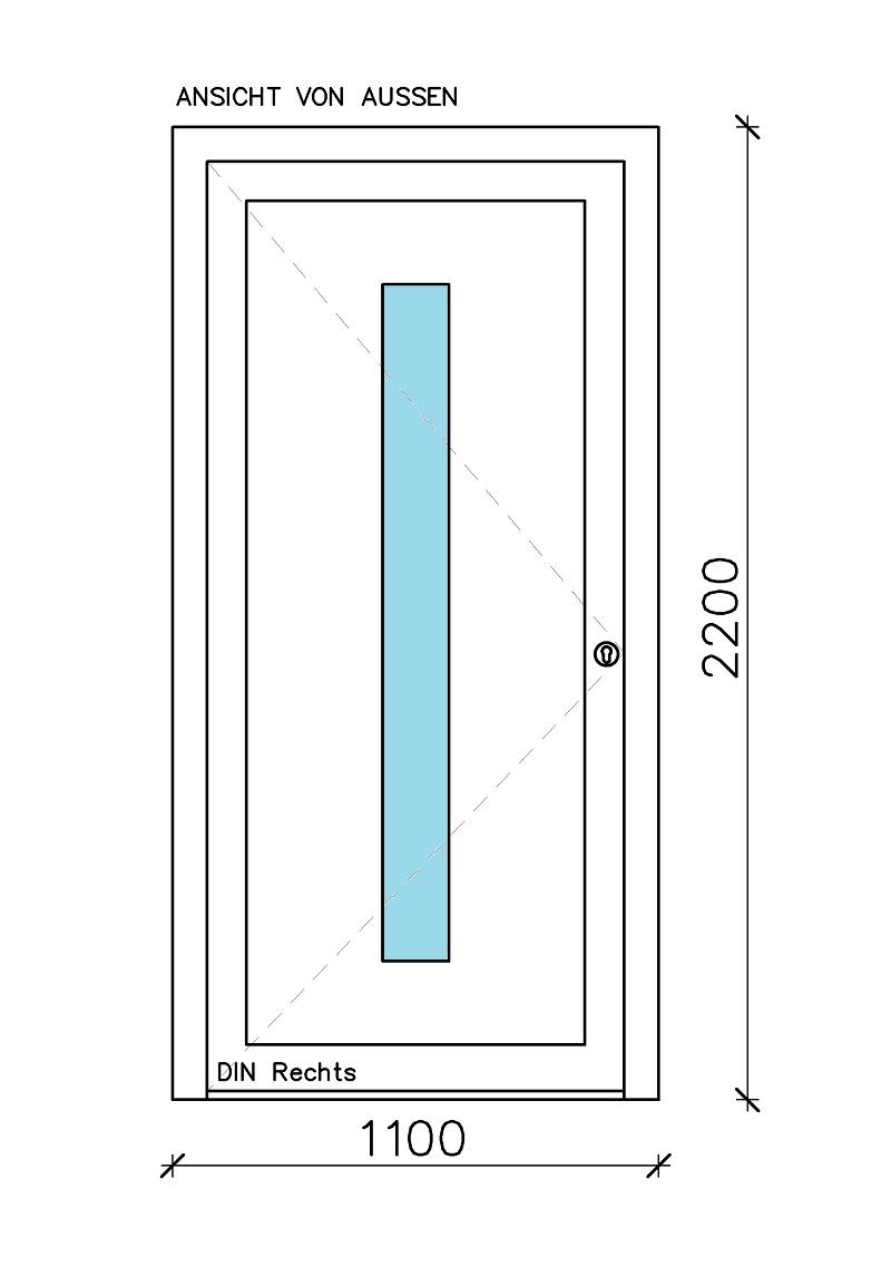 1-tlg. "CT-70" Schüco Haustür 110 x 2200 cm mit Füllung LA1
