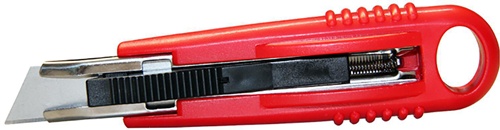 TRANSPAK Cuttermesser Safety Cutter Standard Maße 145x25x35mm f.Rechtshänder rot 2 Ersatzklingen