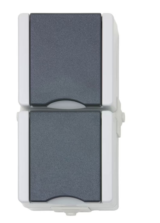 AP-Feuchtraum Schutzkontakt-Steckdose 2-fach senkrecht