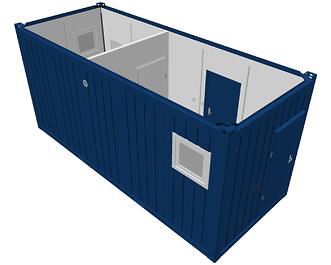 Damen und Herren Sanitärcontainer 20 Fuss / 6 Meter mit Durchgangstür für Reinigunspersonal