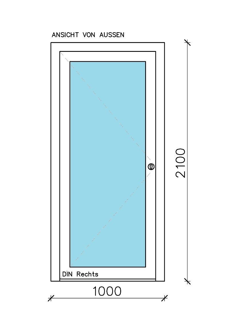1-tlg. "CT-70" Schüco Haustür 100 x 210 cm inkl. Verglasung