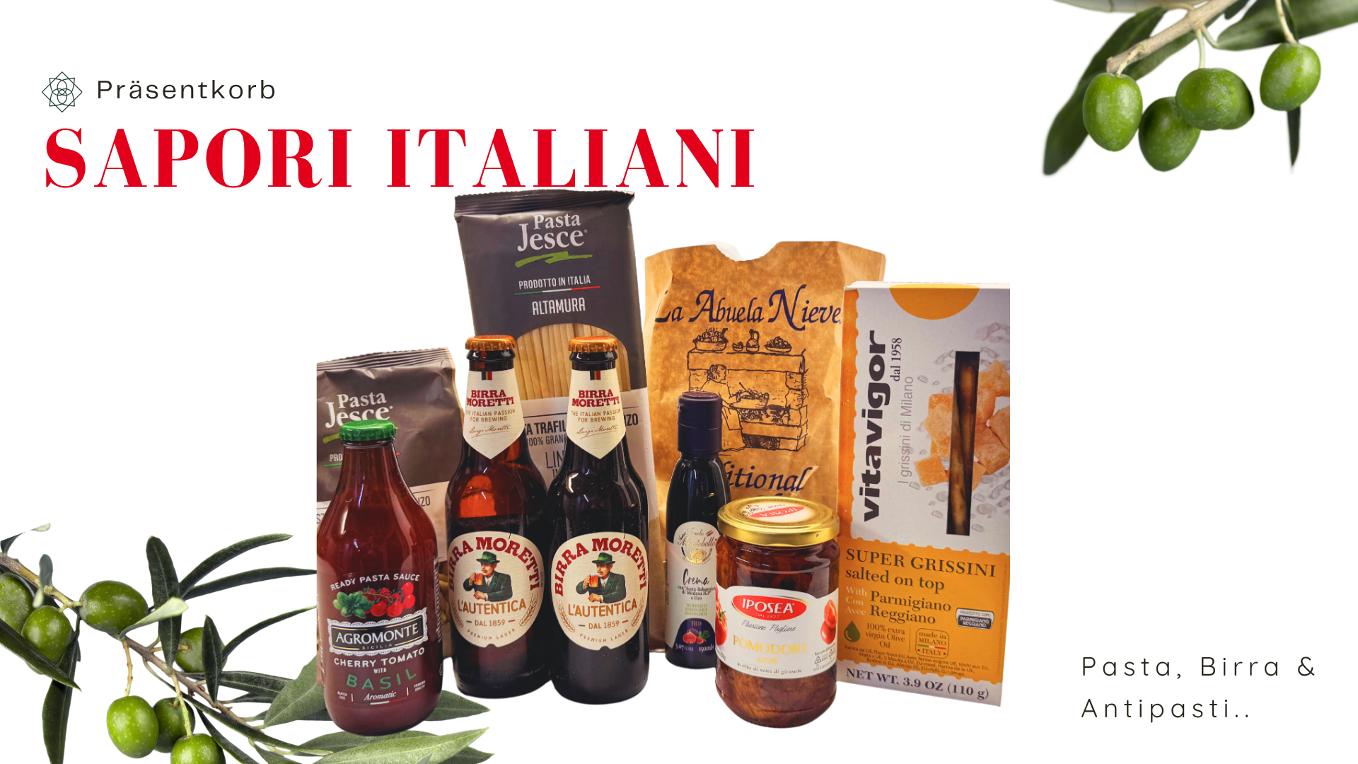 Präsentkorb Sapori Italiani - Pasta, Birra & Antipasti