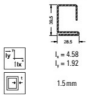 20273700 Stahlprofil 29/40/1,5 (6 m) I RG 126
