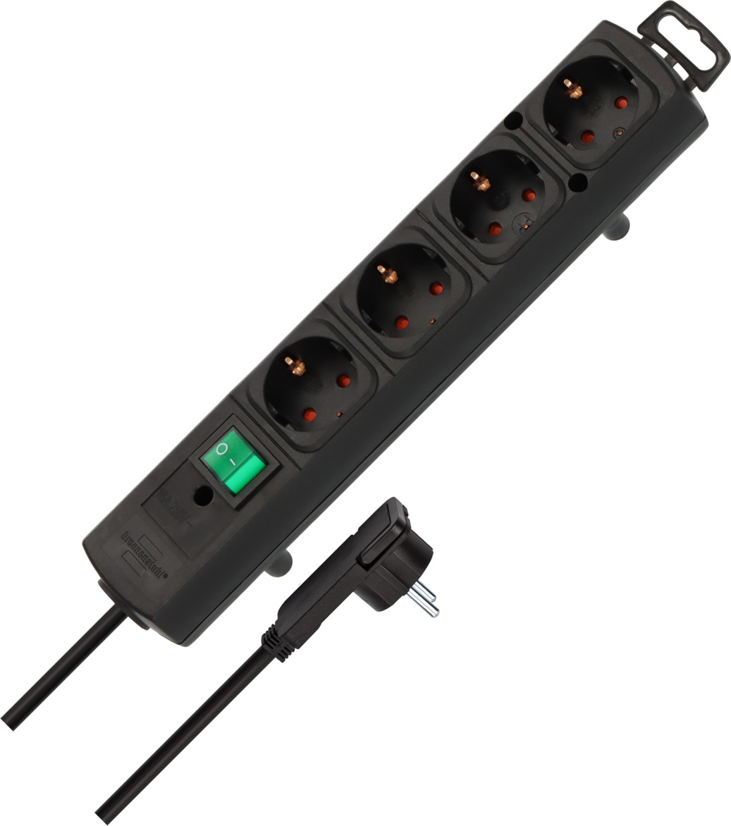 Comfort-Line Plus Steckdosenleiste 4-fach mit Flachstecker und 2m Kabel