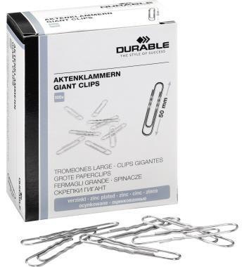 DURABLE Büroklammer DURABLE gewellt runde Form 50mm Metall silber 100 St./Pack.