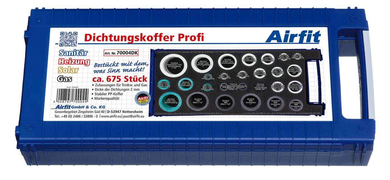 Airfit Dichtungskoffer Profi 675 Stück für Heizung-Solar-Sanitär