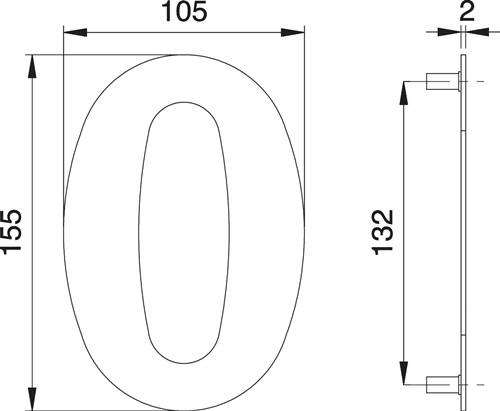 Hausnummer Ziffer 0 VA ma 155mm B.105mm