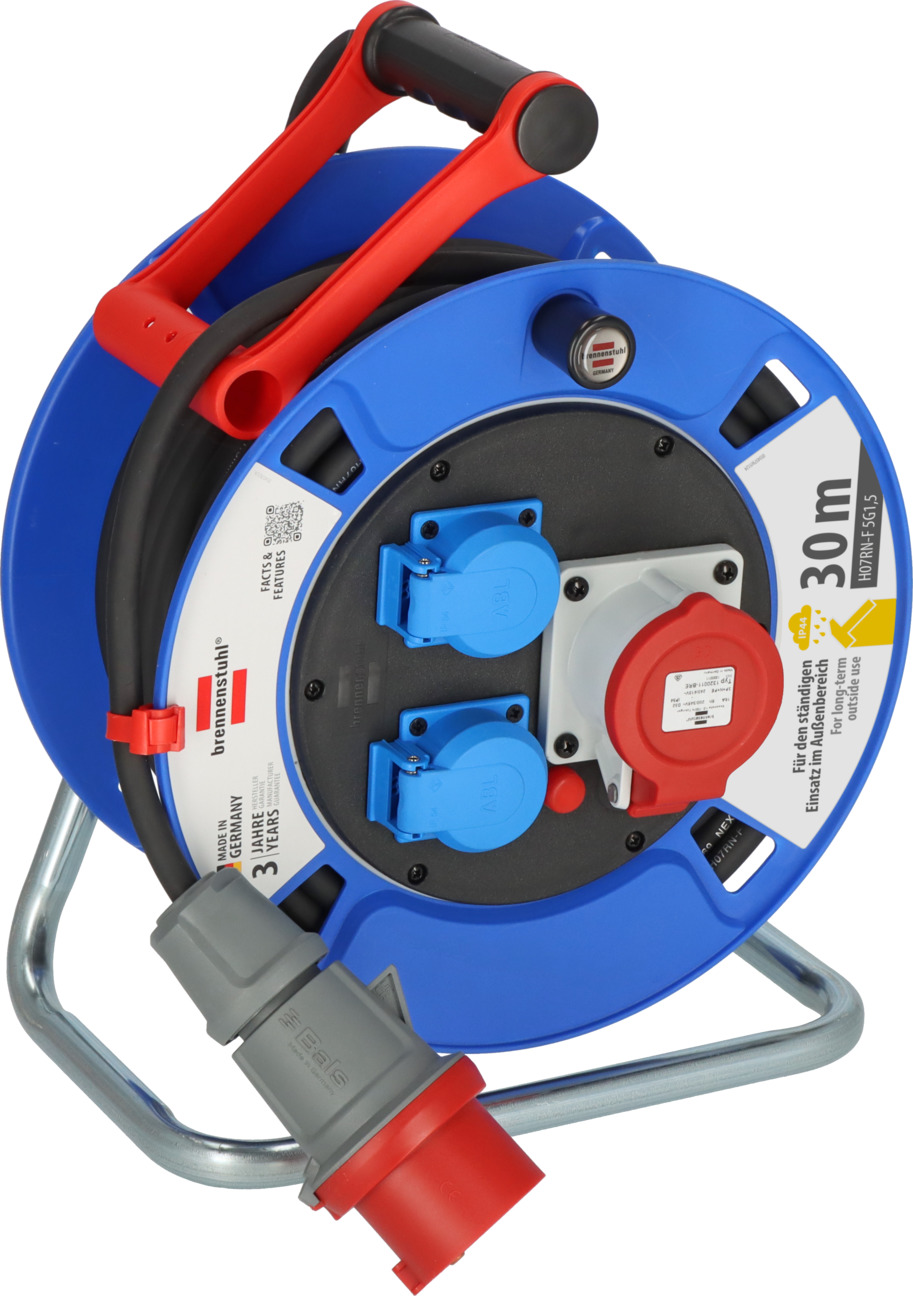 Garant CEE 1 IP44 Kabeltrommel mit 30m Kabel in schwarz