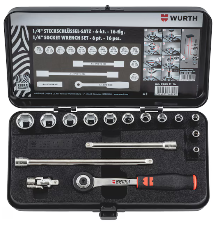 Steckschlüssel 1/4 Zoll 16-teiliges Sortiment