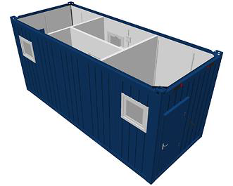 Sanitärcontainer Schwarz/Weiß-Anlage 20 Fuss / 6 Meter