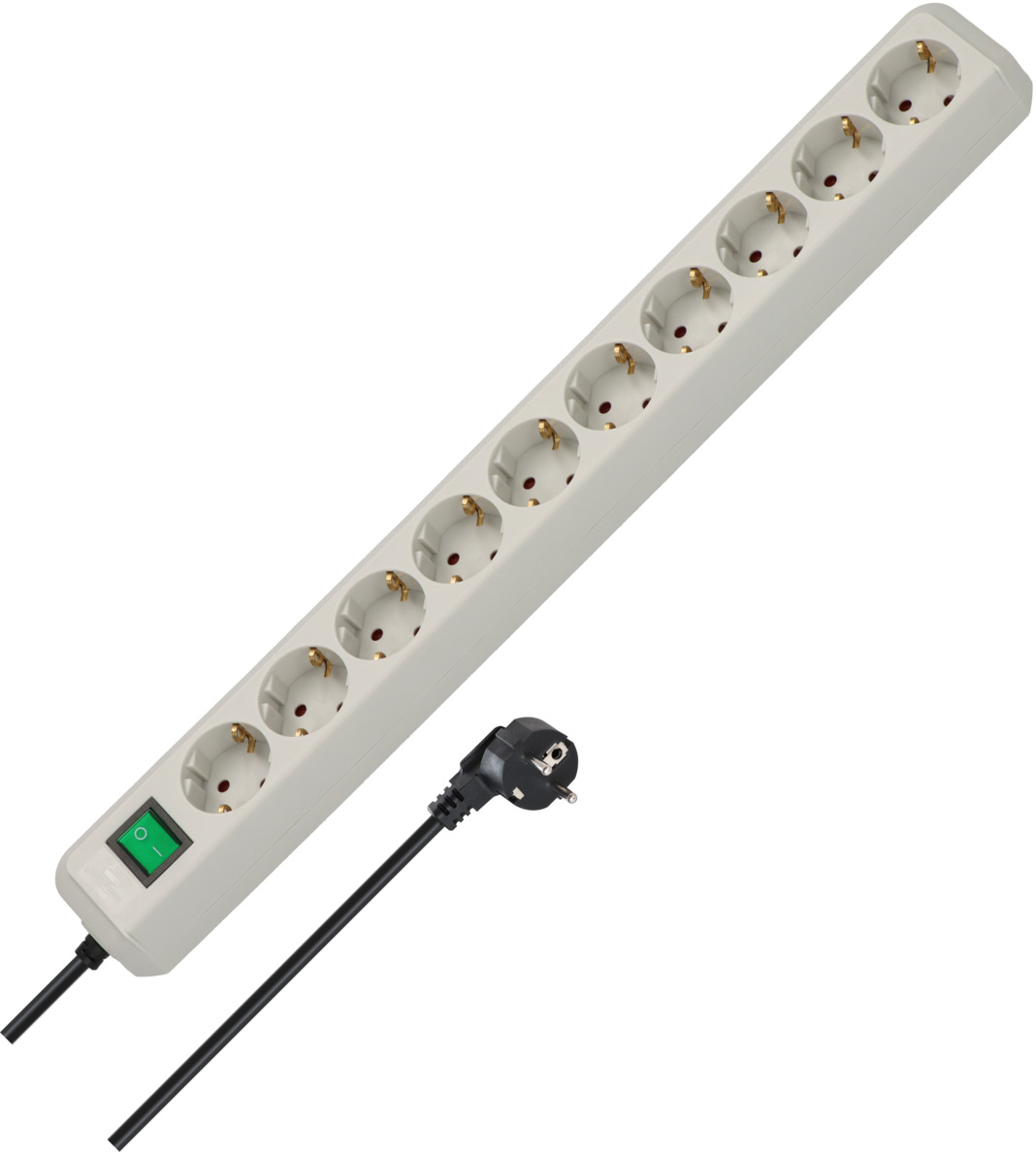Eco-Line Steckdosenleiste 3-fach (Mehrfachsteckdose mit erhöhtem Berührungsschutz, mit beleuchtetem Schalter und 1,5m Kabel)