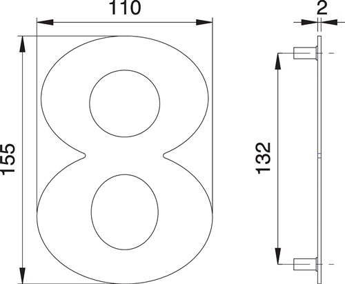 Hausnummer Ziffer 8 VA ma 155mm B.110mm