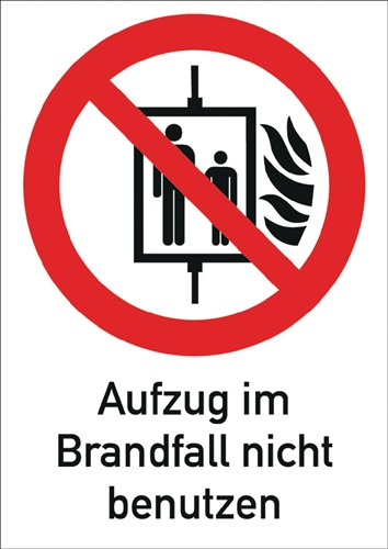 Folie Aufzug i.Brandfall nicht benutzen