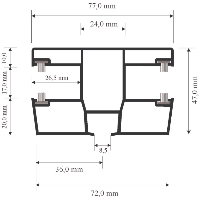 Doppel Rollladenführung 939 mit grauen Bürsten 77/47 (VE 4)