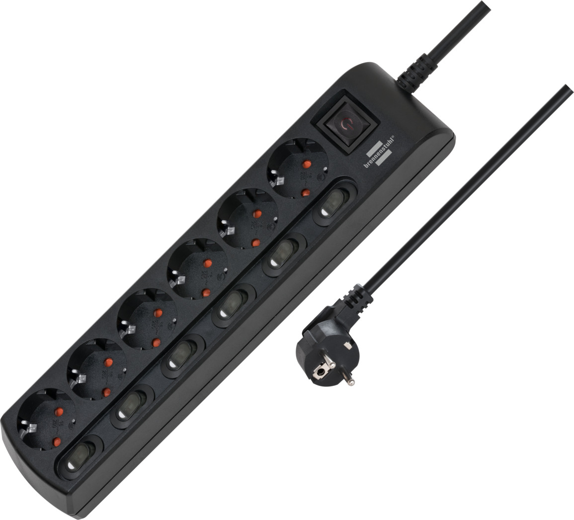 Steckdosenleiste einzeln schaltbar 6-fach mit 1x Hauptschalter und 6x Geräteschalter