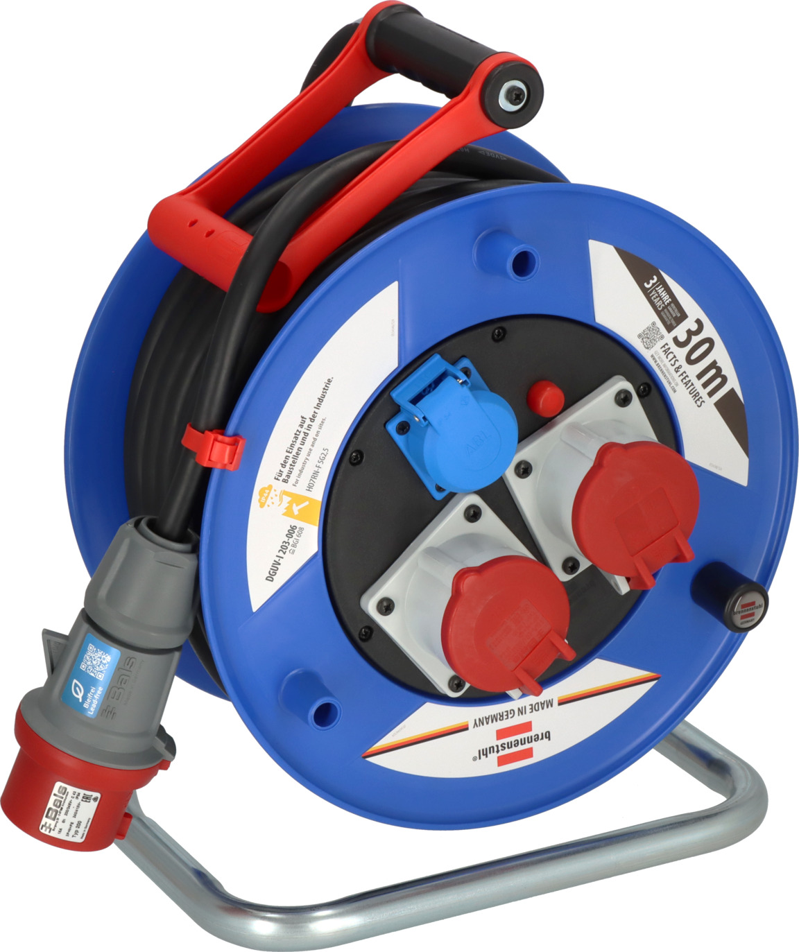 Garant CEE IP44 Industrie-/Baustellen-Kabeltrommel mit 30m Kabel in schwarz