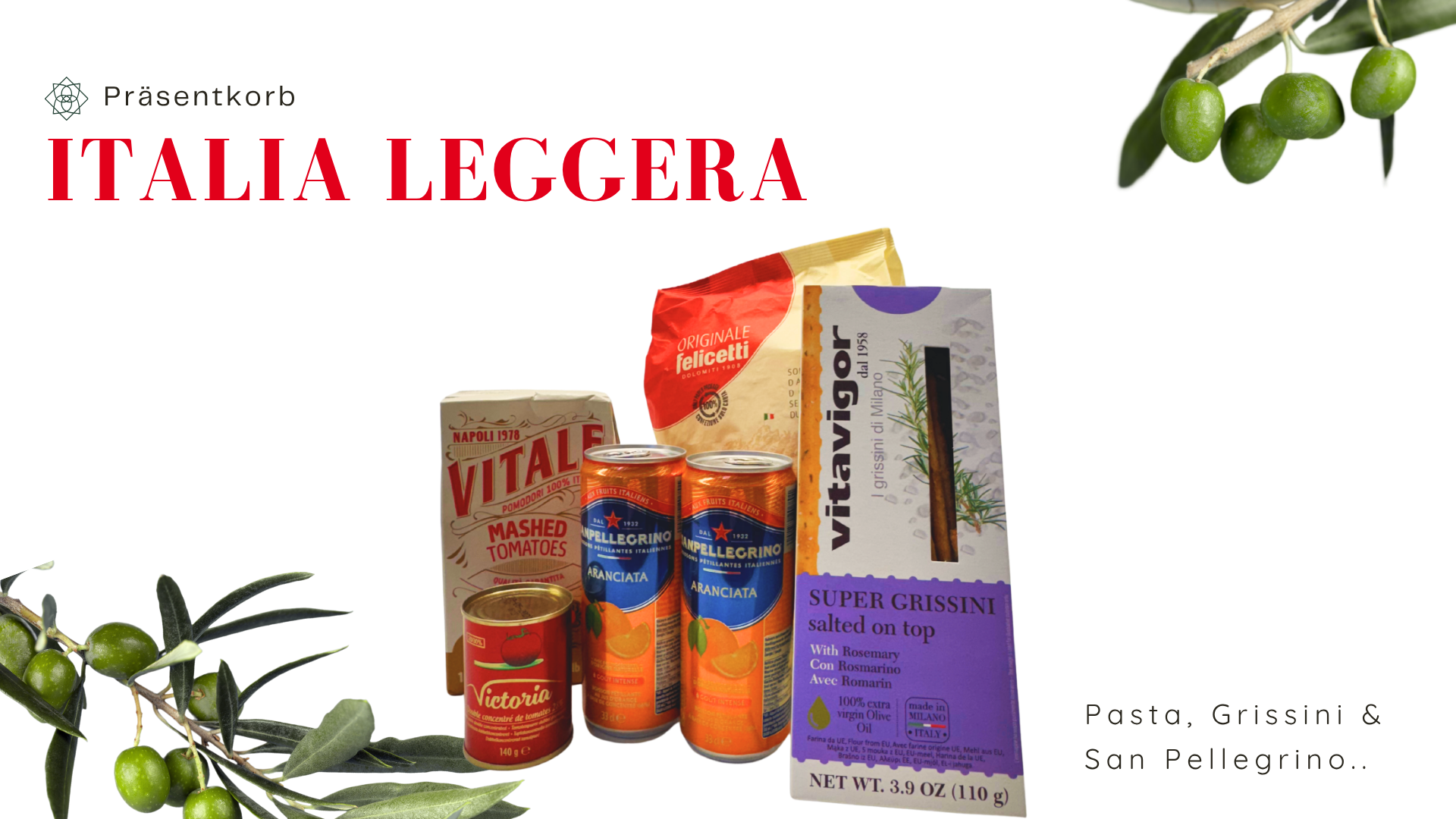 Präsentkorb Italia Leggera  - Pasta, Grissini & San Pellegrino