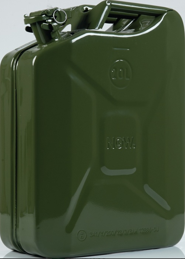 Kraftstoffkanister 20l Olivgrün RAL 6003 Stahlbl.8mm L360xB170xH470mm