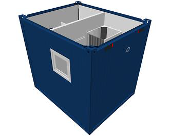 Kleiner Sanitärcontainer mit Dusche und WC 10 Fuss / 3 Meter