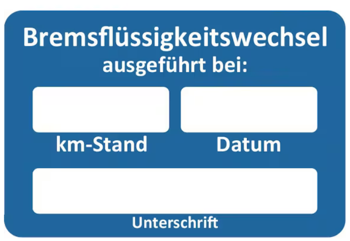 Kundendienst-Aufkleber "Bremsflüssigkeit"