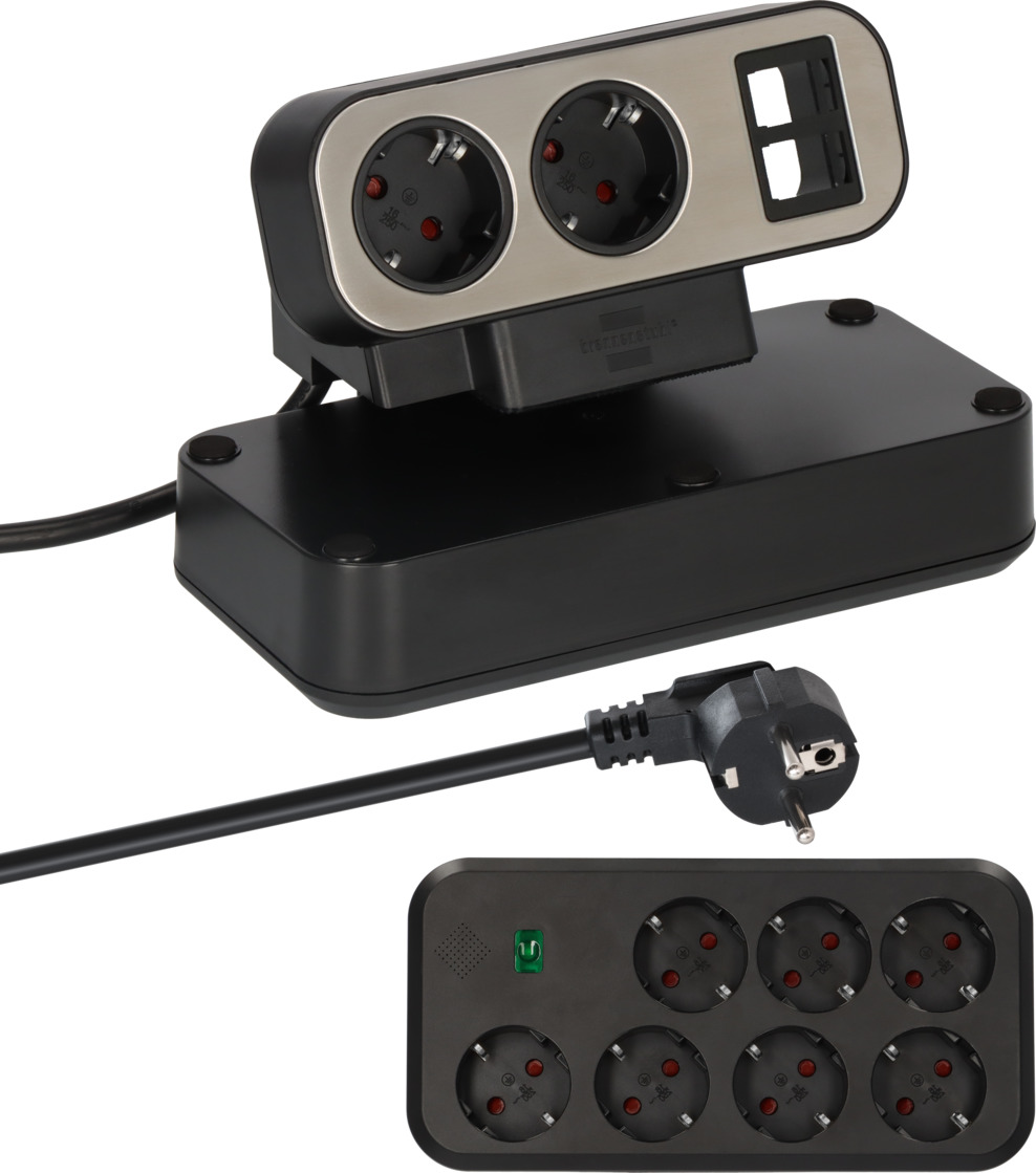 brennenstuhl®estilo Duplex Tischsteckdosenleiste mit Schalter und Überspannungsschutz