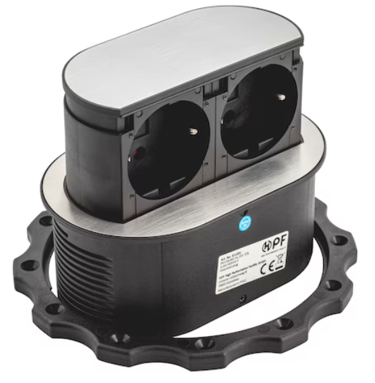 Einbausteckdose EST-10 Edelstahlfarbe I 2 Anschlüsse